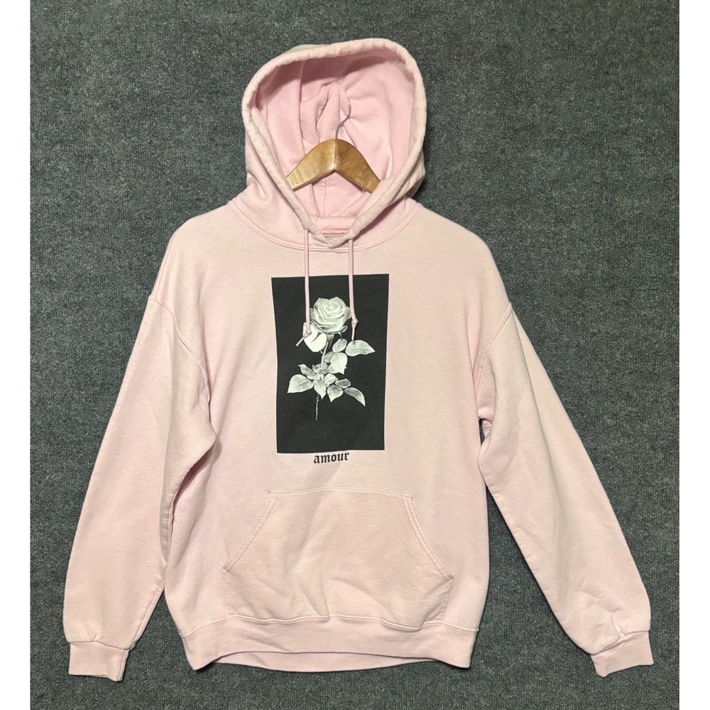 Artist Union Clothing Co Pink Rose‎ Amour Graphic Hoodie Sweatshirt Women's M